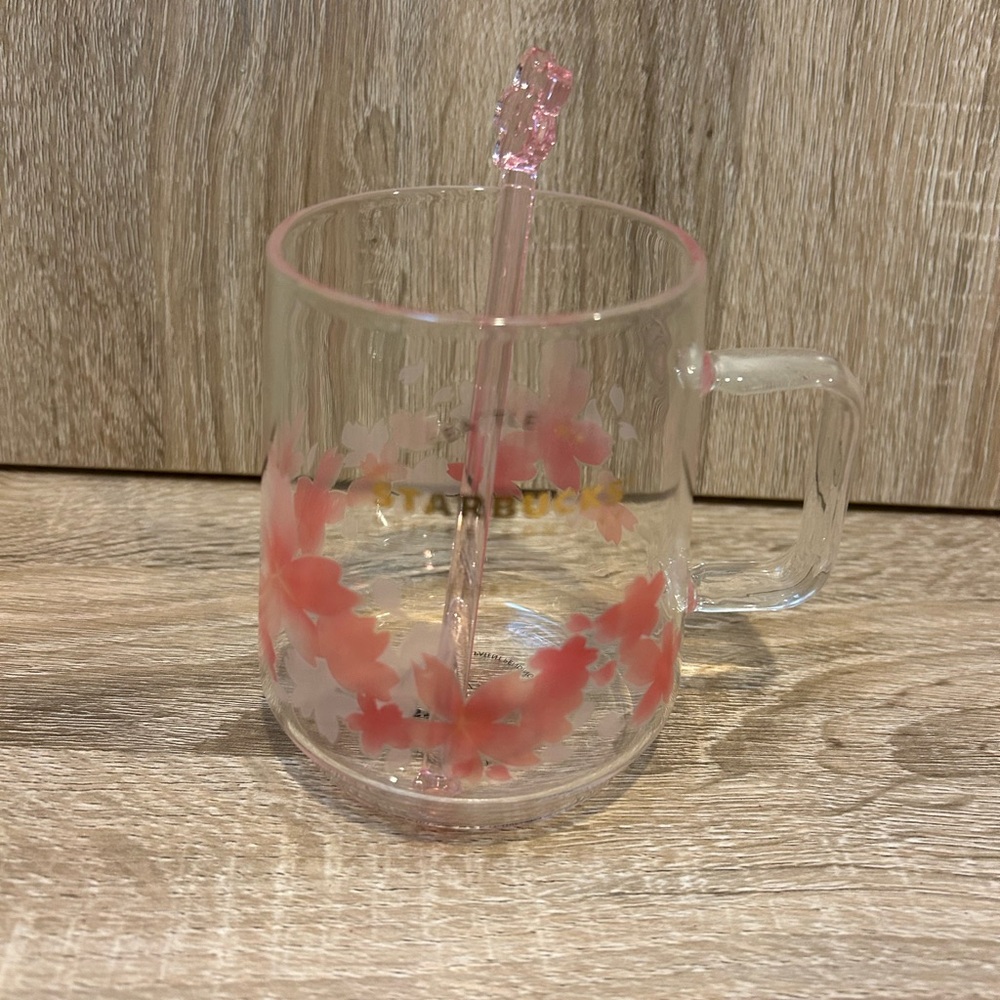 Starbucks Pink Floral Glass Mug